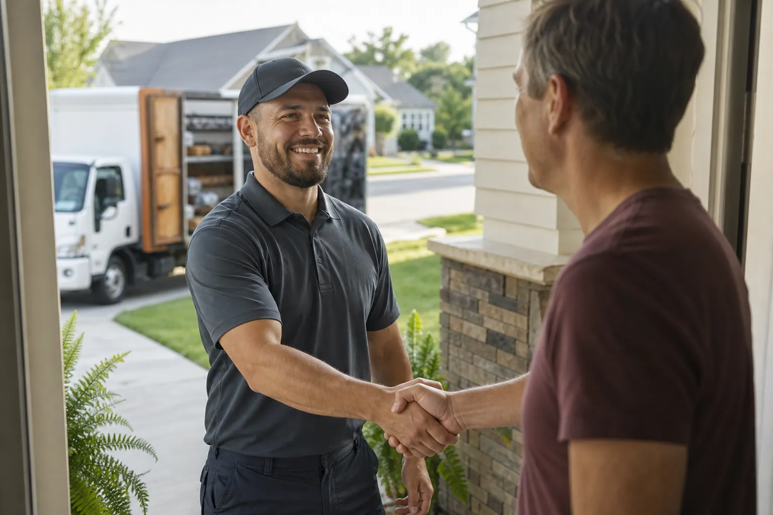 Loaded junk removal truck after a furniture pickup
